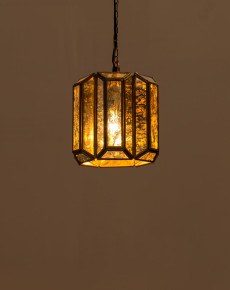 Distressed Glass Pendent Hexagon Lamp