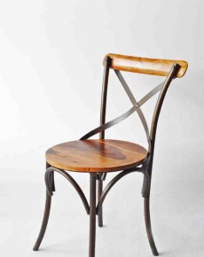 Wood & Iron Chair Round Seat