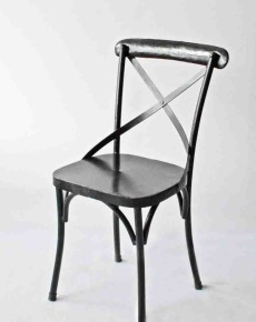 Wood & Iron Chair Square Seat Black