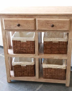 Wooden 2 Drawer Chest With Shelf & Basket