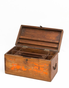 Distressed Wooden Trunk With Compartments